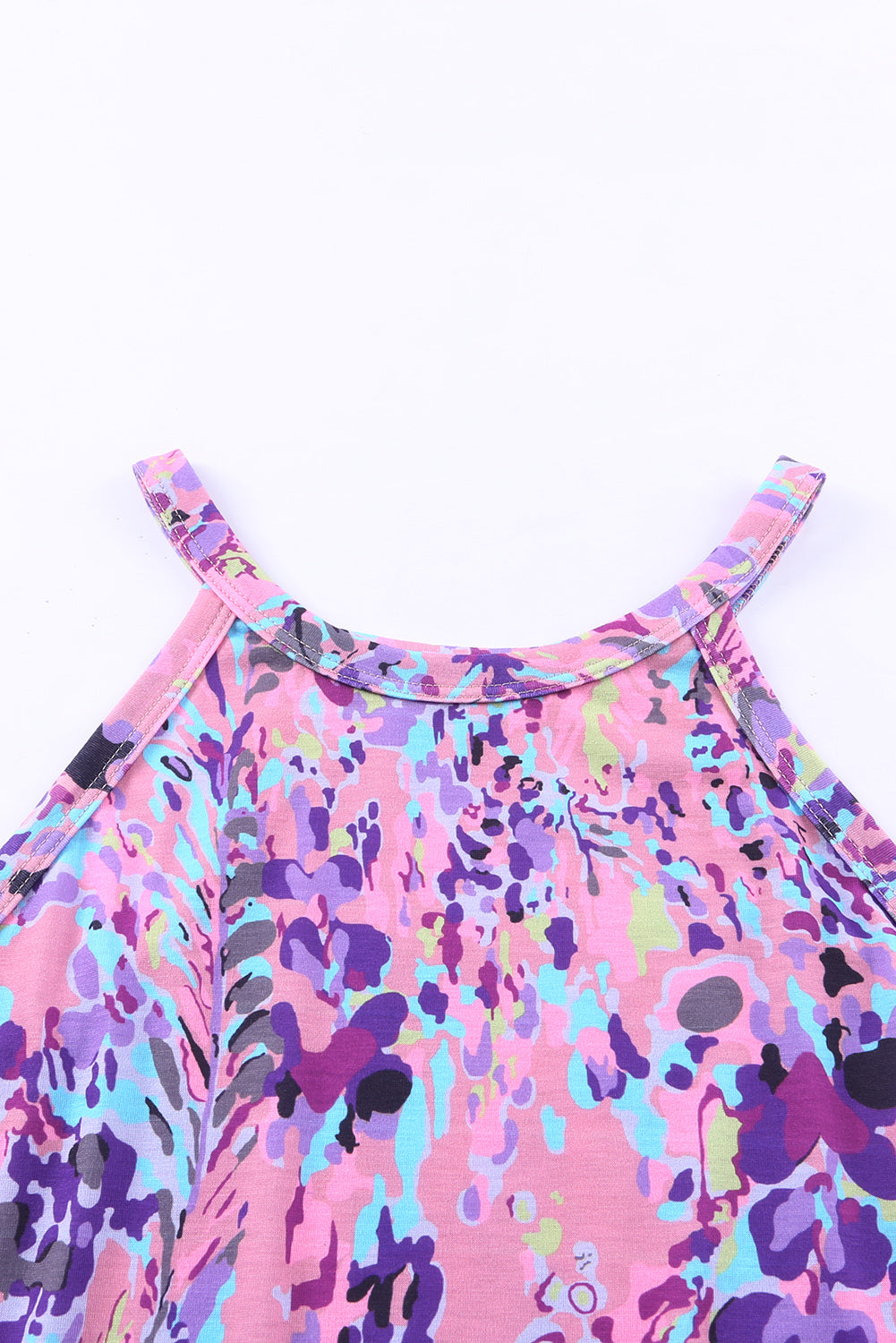 Sky Blue Tropical Floral Print Racerback Tank Top