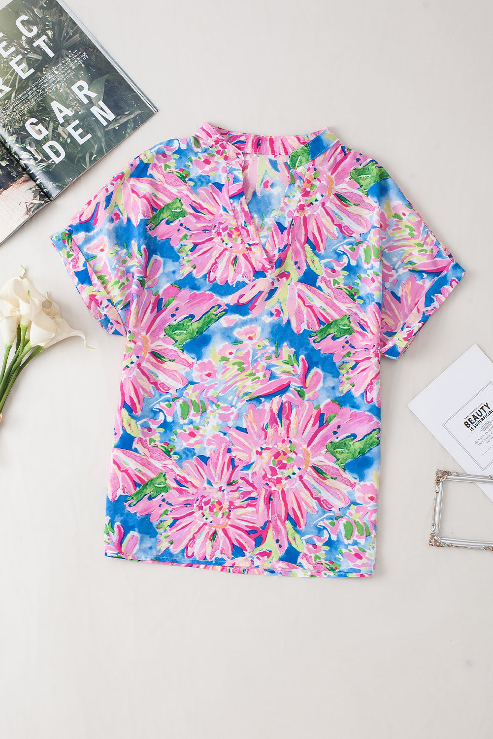 Pink Abstract Floral Print Various