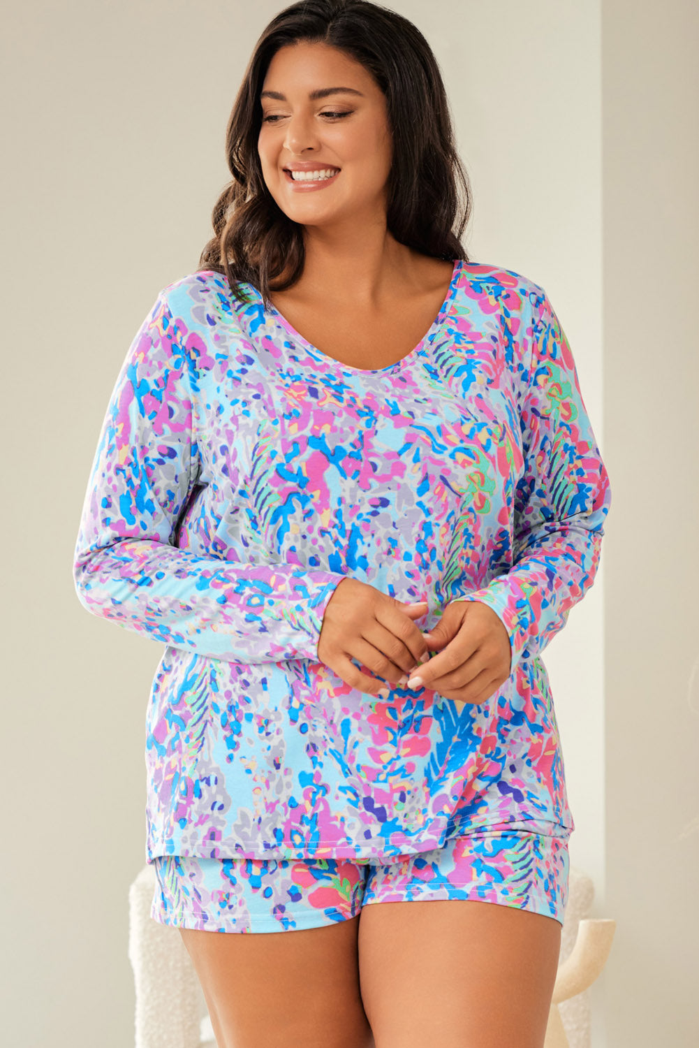 Pink Loose Painted Floral Tee