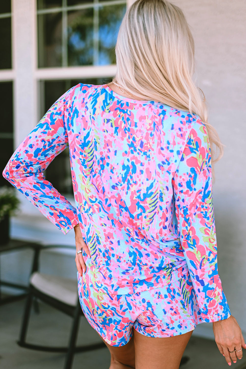 Pink Loose Painted Floral Tee