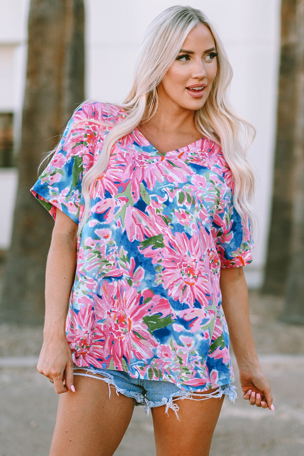 Pink Abstract Floral Print Various