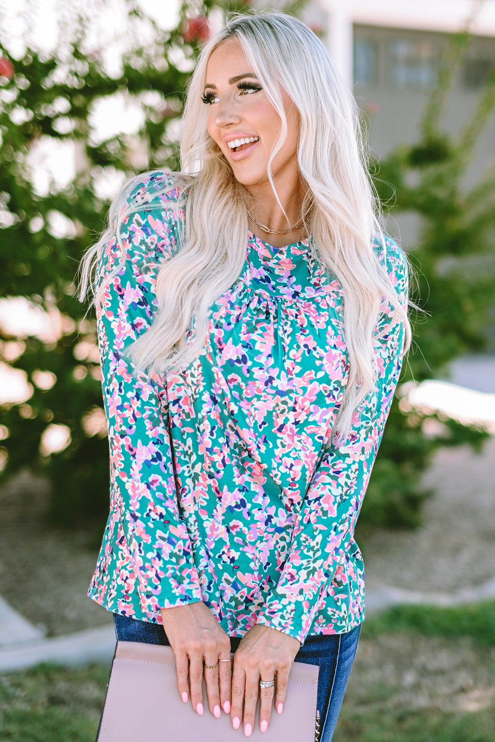 Wrap V Neck Floral Maxi Dress