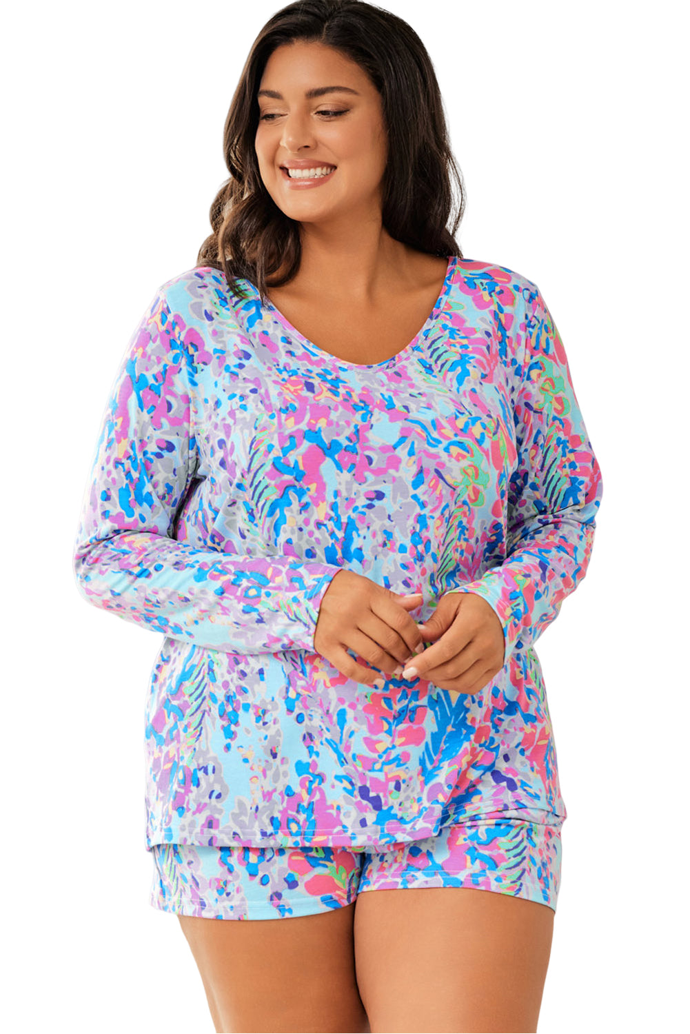 Pink Loose Painted Floral Tee