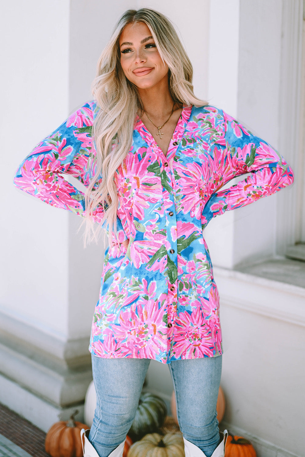 Pink Abstract Floral Print Various