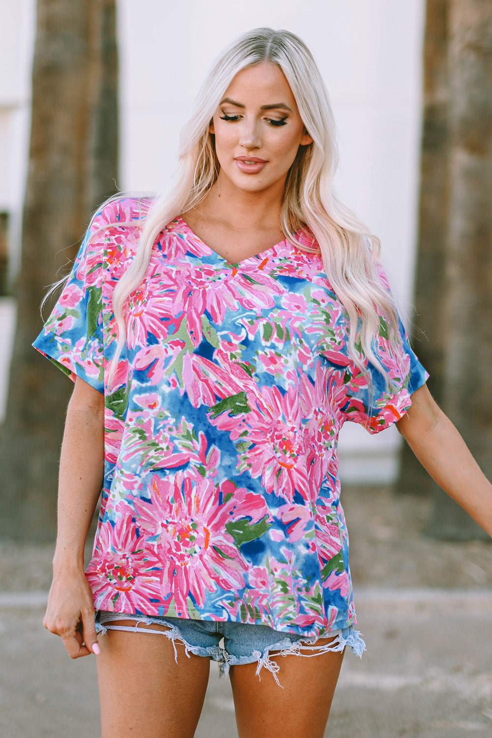Pink Abstract Floral Print Various