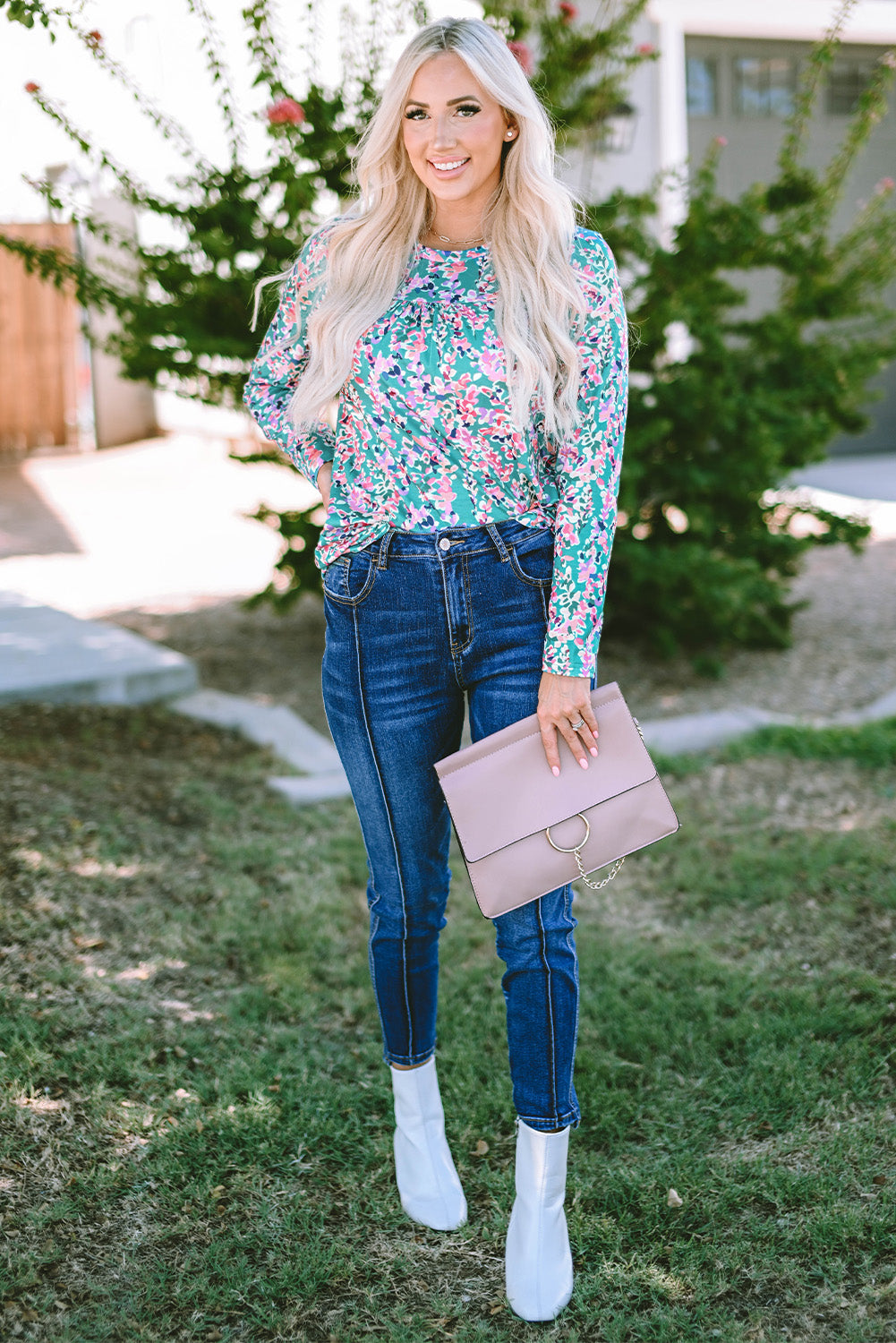 Wrap V Neck Floral Maxi Dress