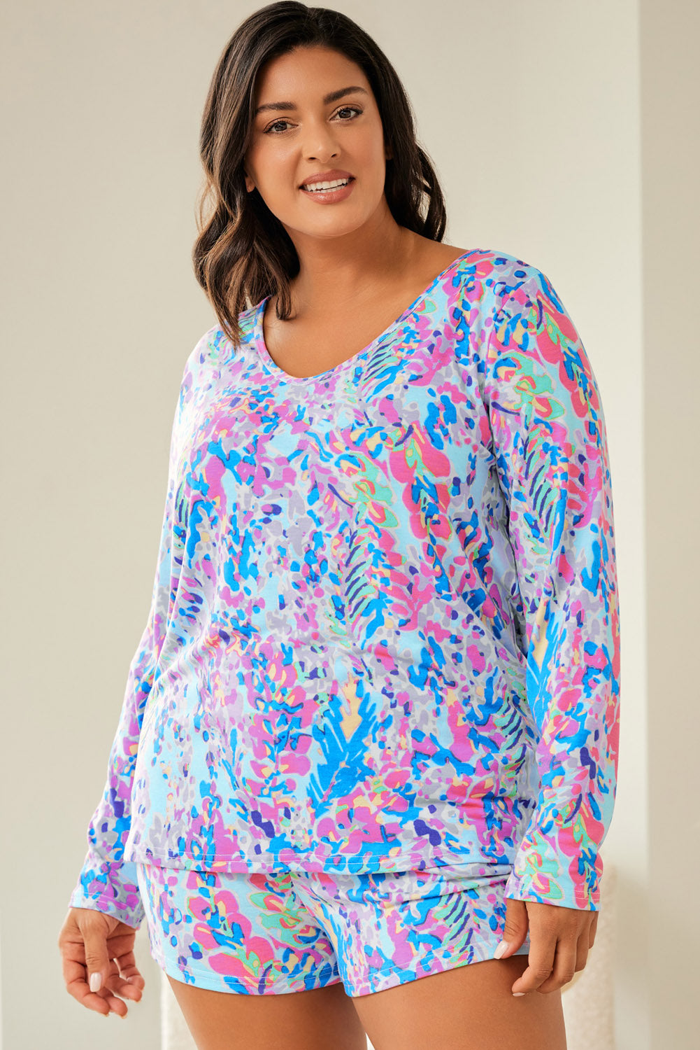 Pink Loose Painted Floral Tee