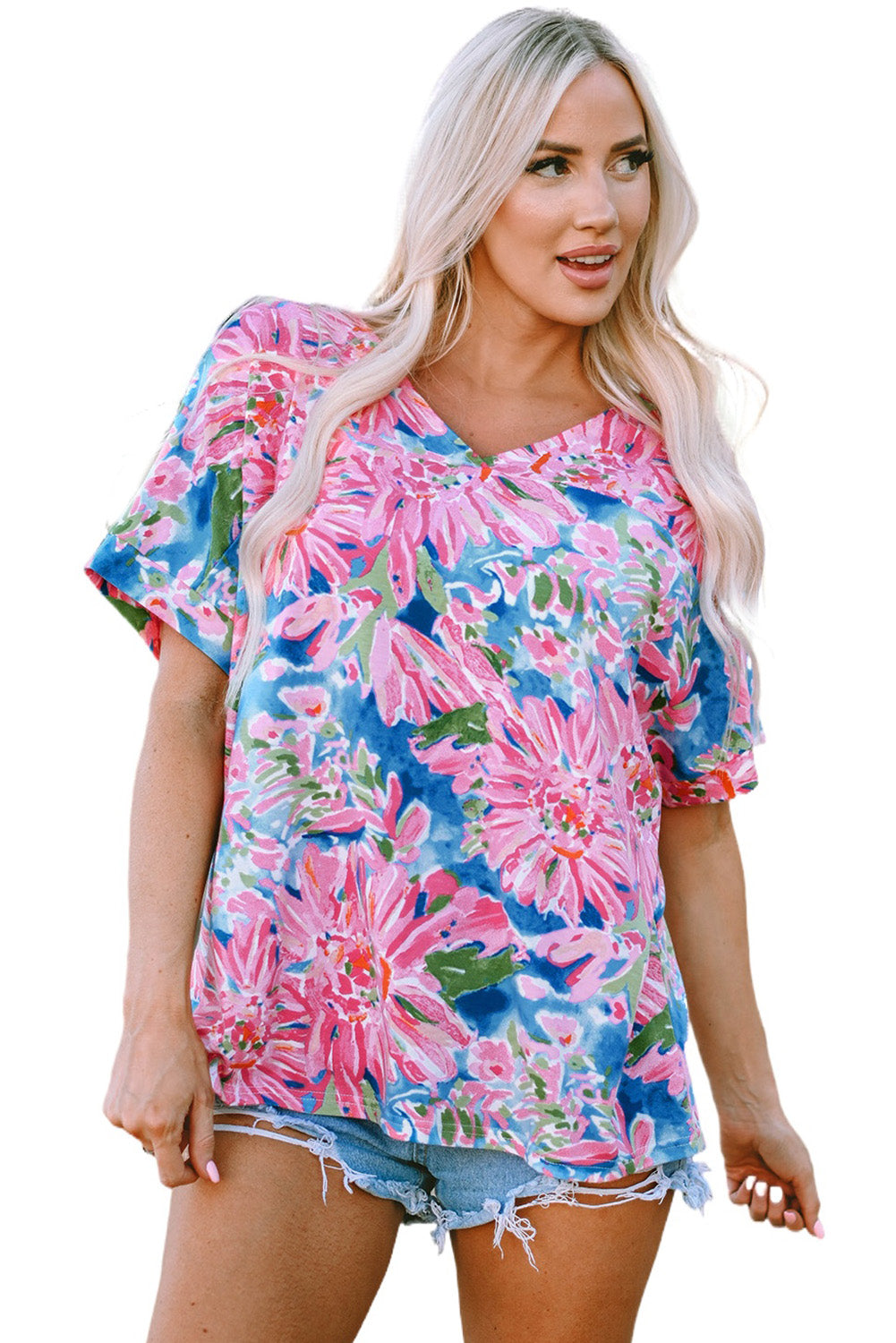 Pink Abstract Floral Print Various