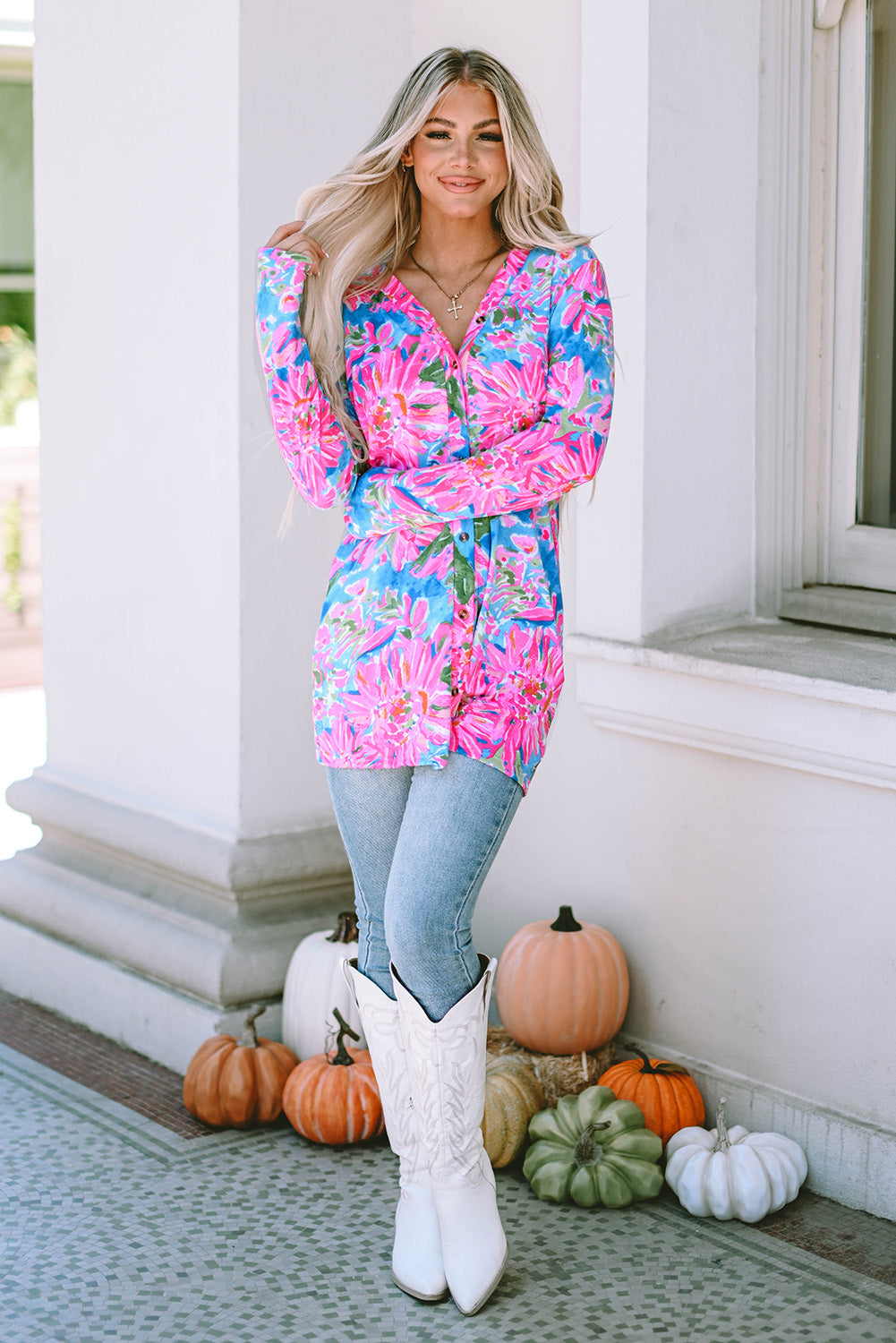 Pink Abstract Floral Print Various