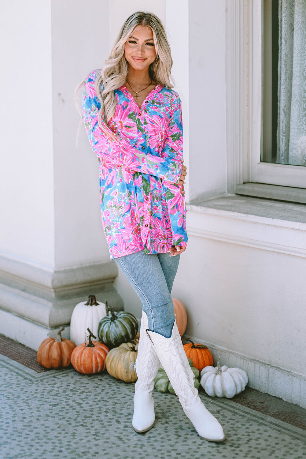 Pink Abstract Floral Print Various