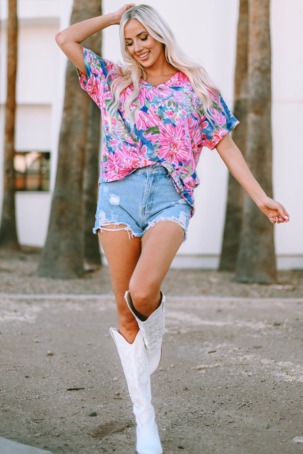 Pink Abstract Floral Print Various