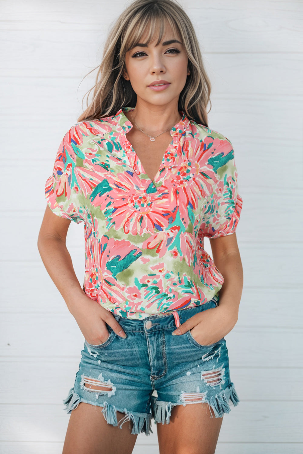 Pink Abstract Floral Print Various