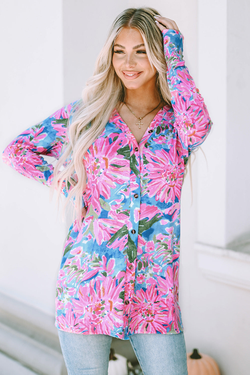 Pink Abstract Floral Print Various