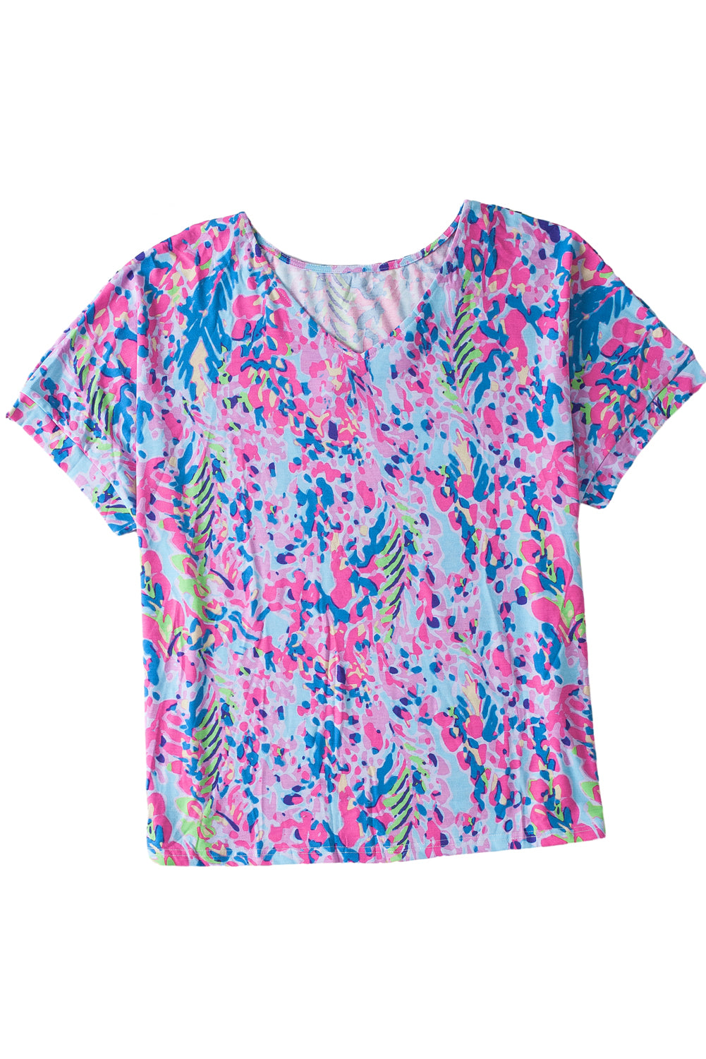 Pink Loose Painted Floral Tee