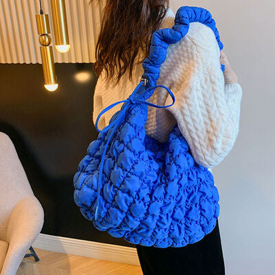 Drawstring Adjustable Strap Quilted Shoulder Bag